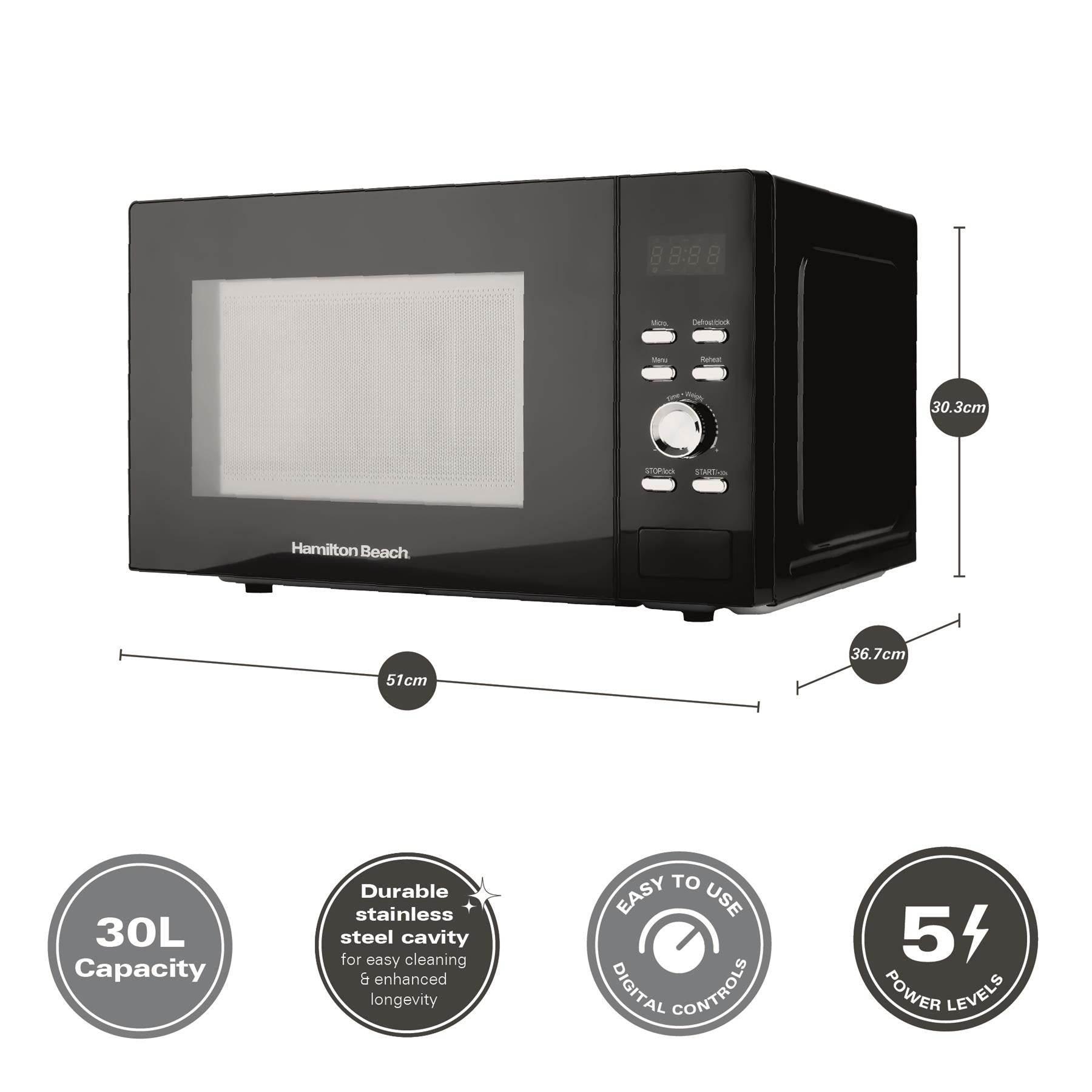 HAMILTON BEACH - 30L Family Microwave - Black - HB30FUXP04 - Kitchenary