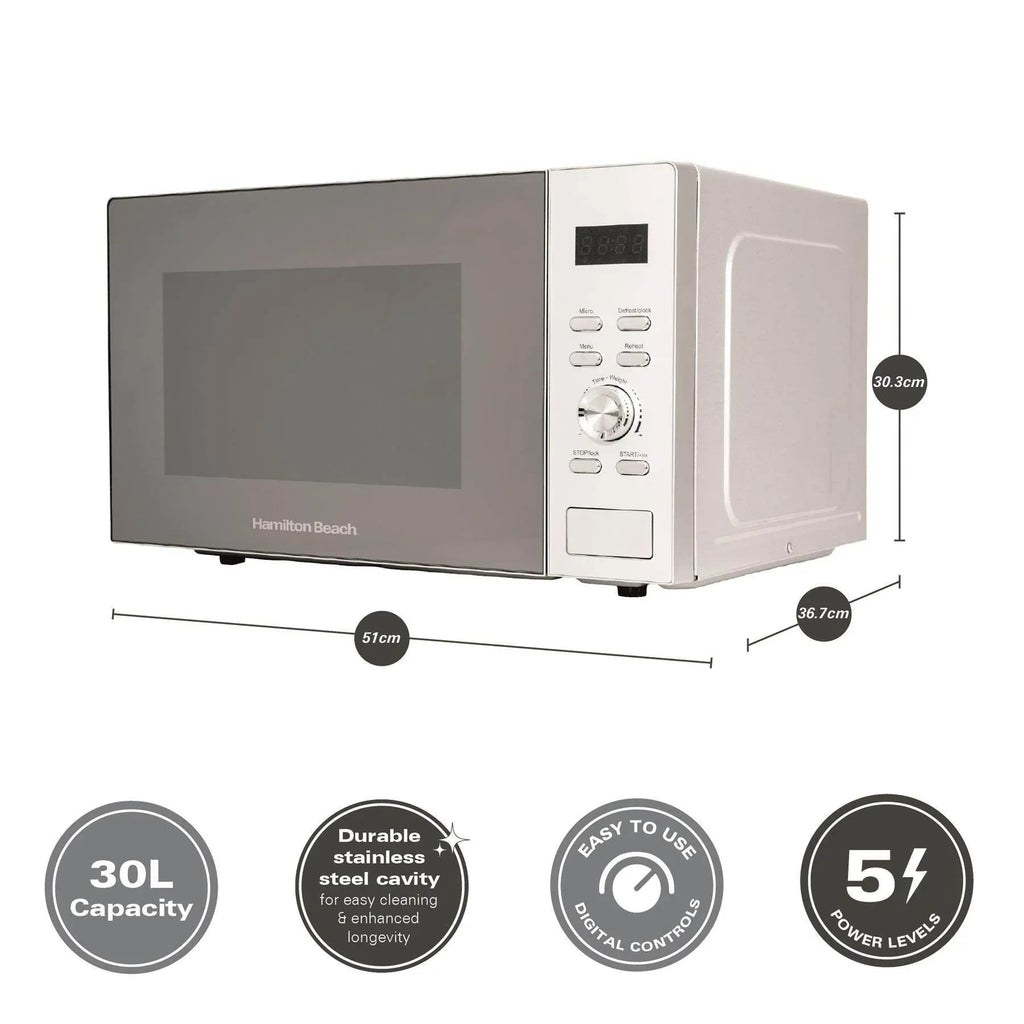 HAMILTON BEACH - 30L Family Microwave - Silver - HB30FUXP04S - Kitchenary