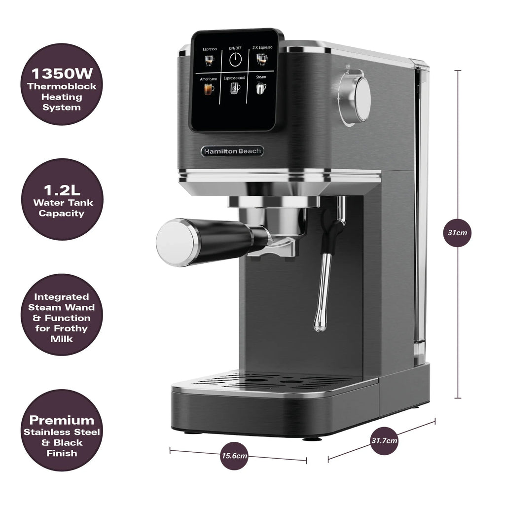 HAMILTON BEACH - BaristaPro Touch 5-in-1 Espresso Machine - Black - HBC5210B - Kitchenary
