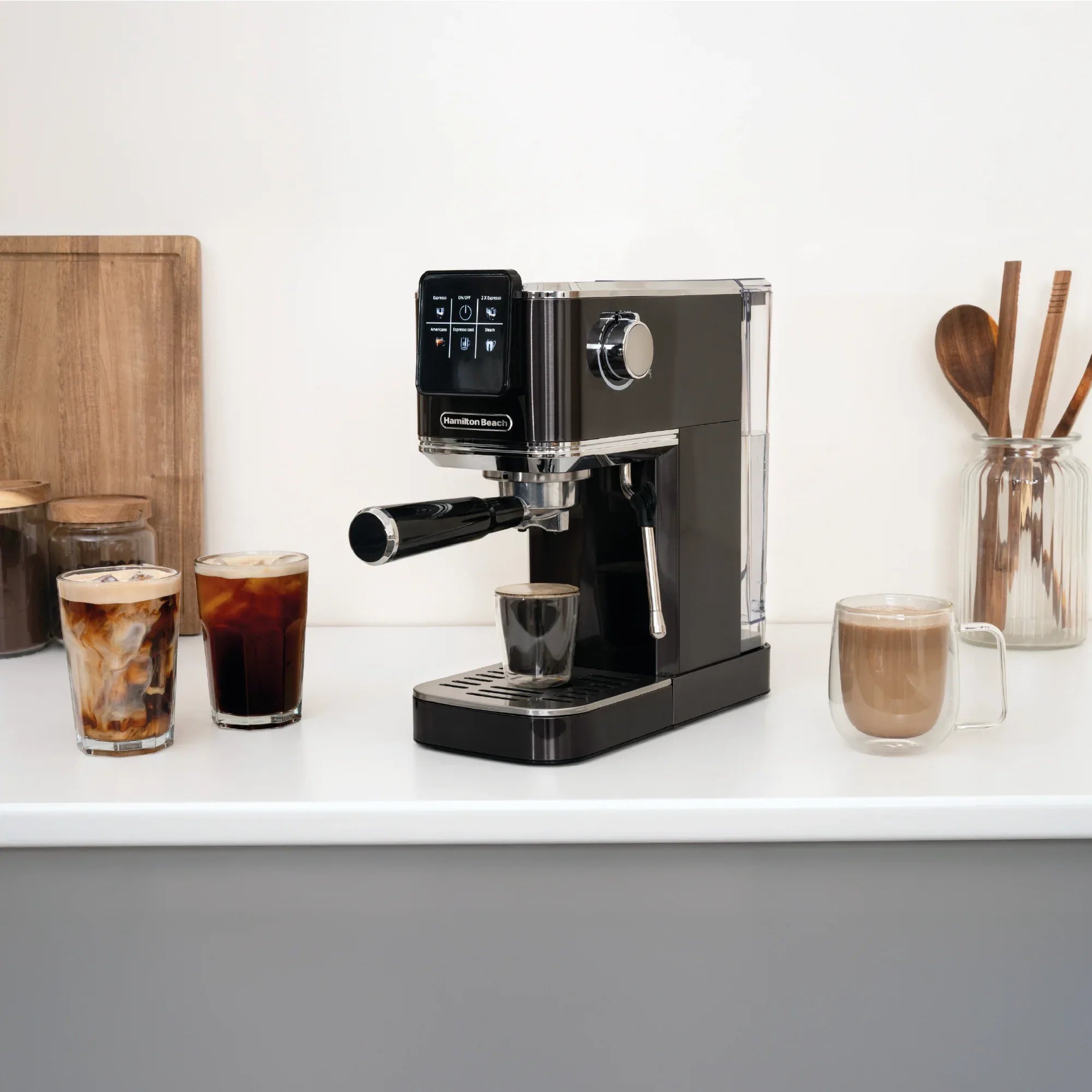 HAMILTON BEACH - BaristaPro Touch 5-in-1 Espresso Machine - Black - HBC5210B - Kitchenary