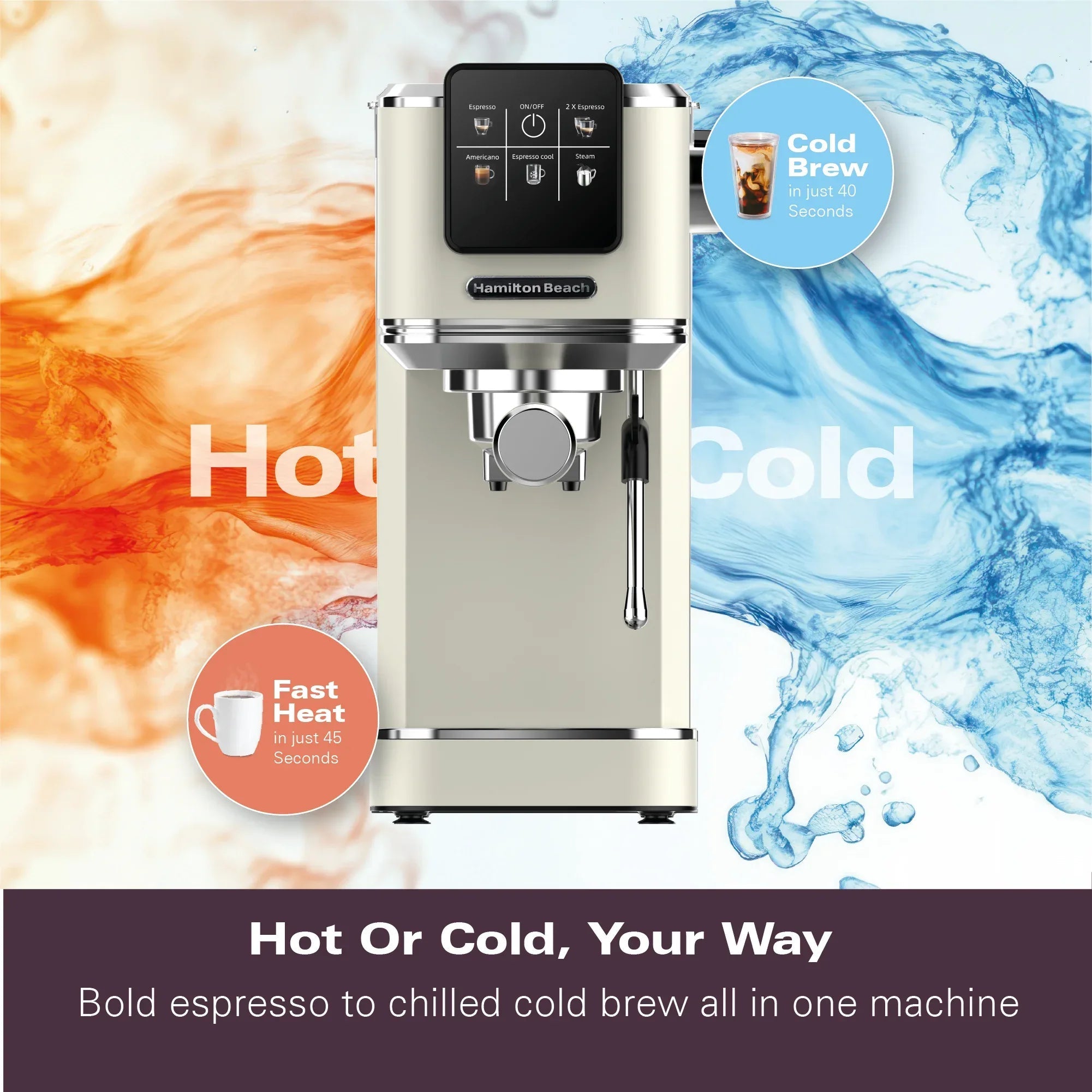 HAMILTON BEACH - BaristaPro Touch 5-in-1 Espresso Machine - Cream - HBC5210C - Kitchenary