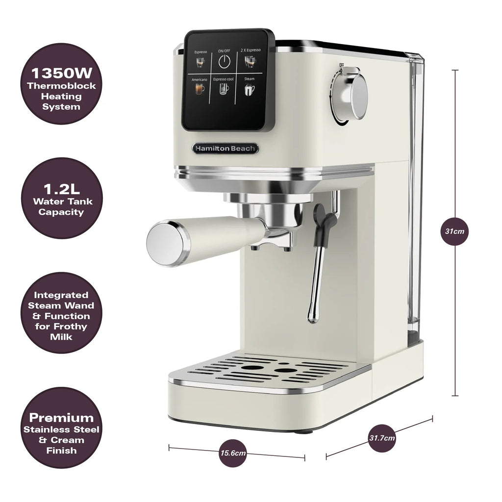 HAMILTON BEACH - BaristaPro Touch 5-in-1 Espresso Machine - Cream - HBC5210C - Kitchenary