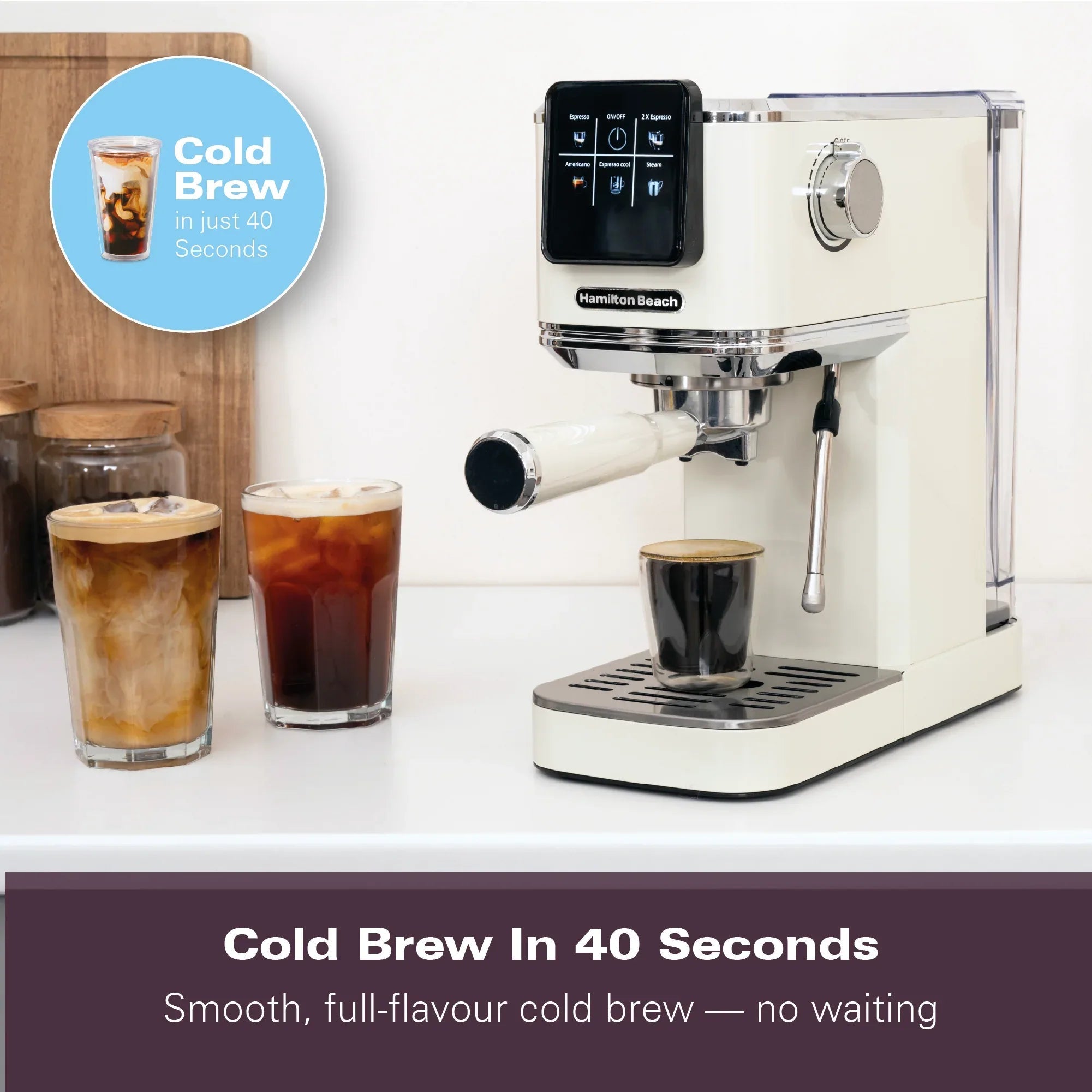 HAMILTON BEACH - BaristaPro Touch 5-in-1 Espresso Machine - Cream - HBC5210C - Kitchenary