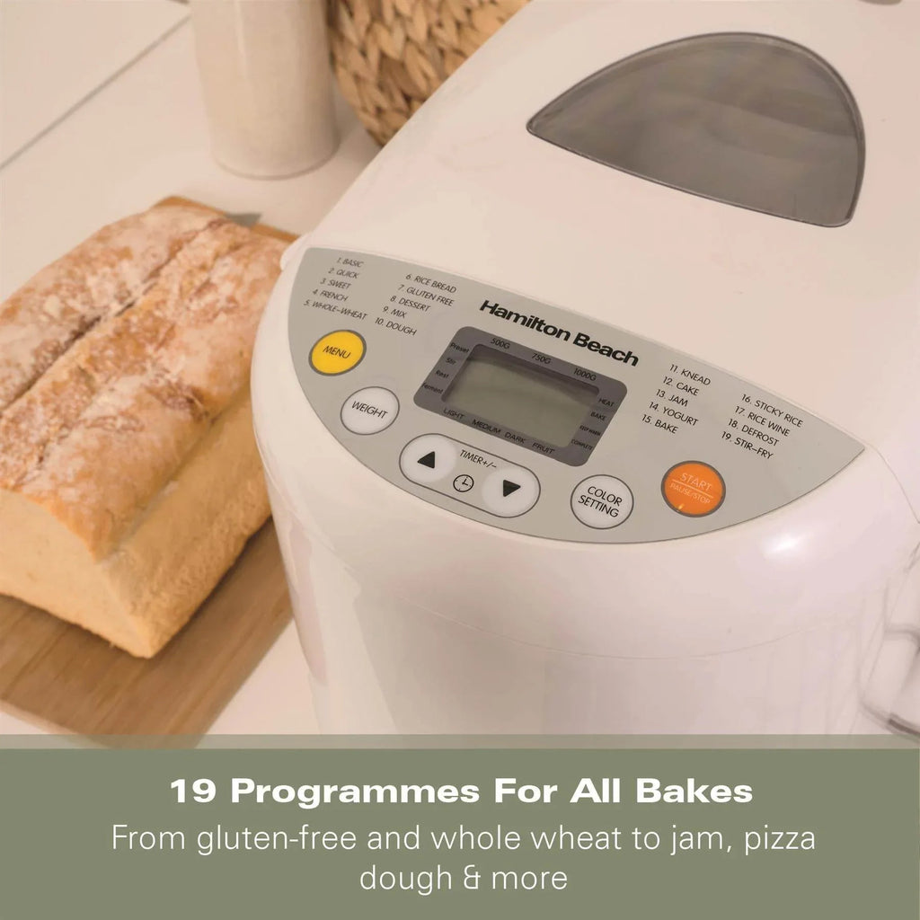 HAMILTON BEACH - Essential QuickBake 19-in-1 Automatic Bread Maker - White - HB8103BMW - Kitchenary