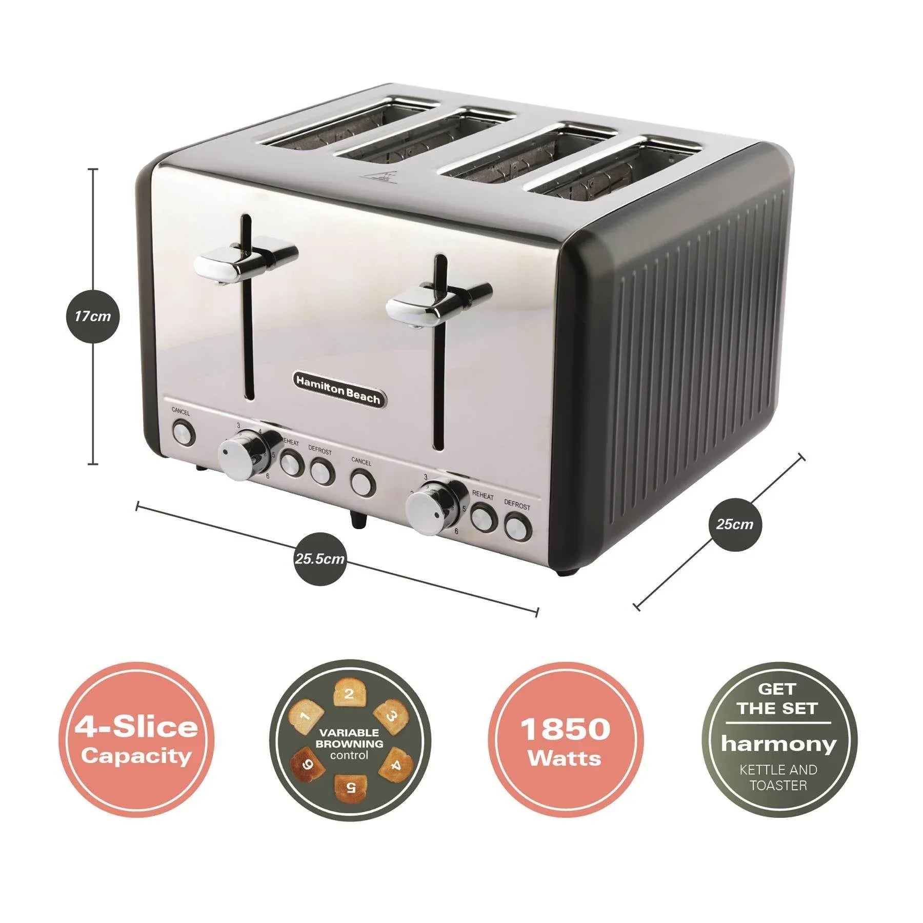HAMILTON BEACH - Harmony 4 Slice Toaster - Espresso - HBT018B - Kitchenary