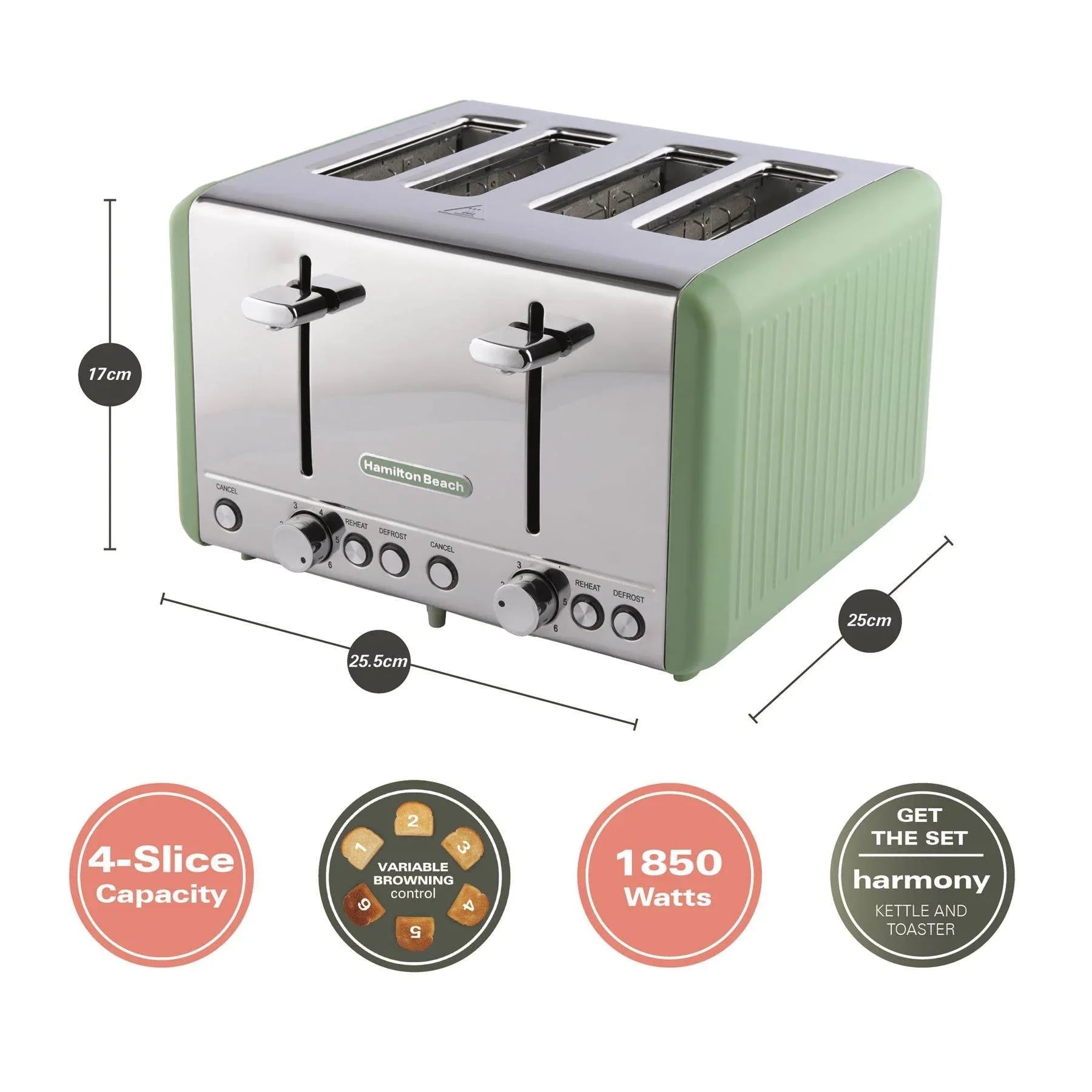 HAMILTON BEACH - Harmony 4 Slice Toaster - Matcha - HBT018M - Kitchenary