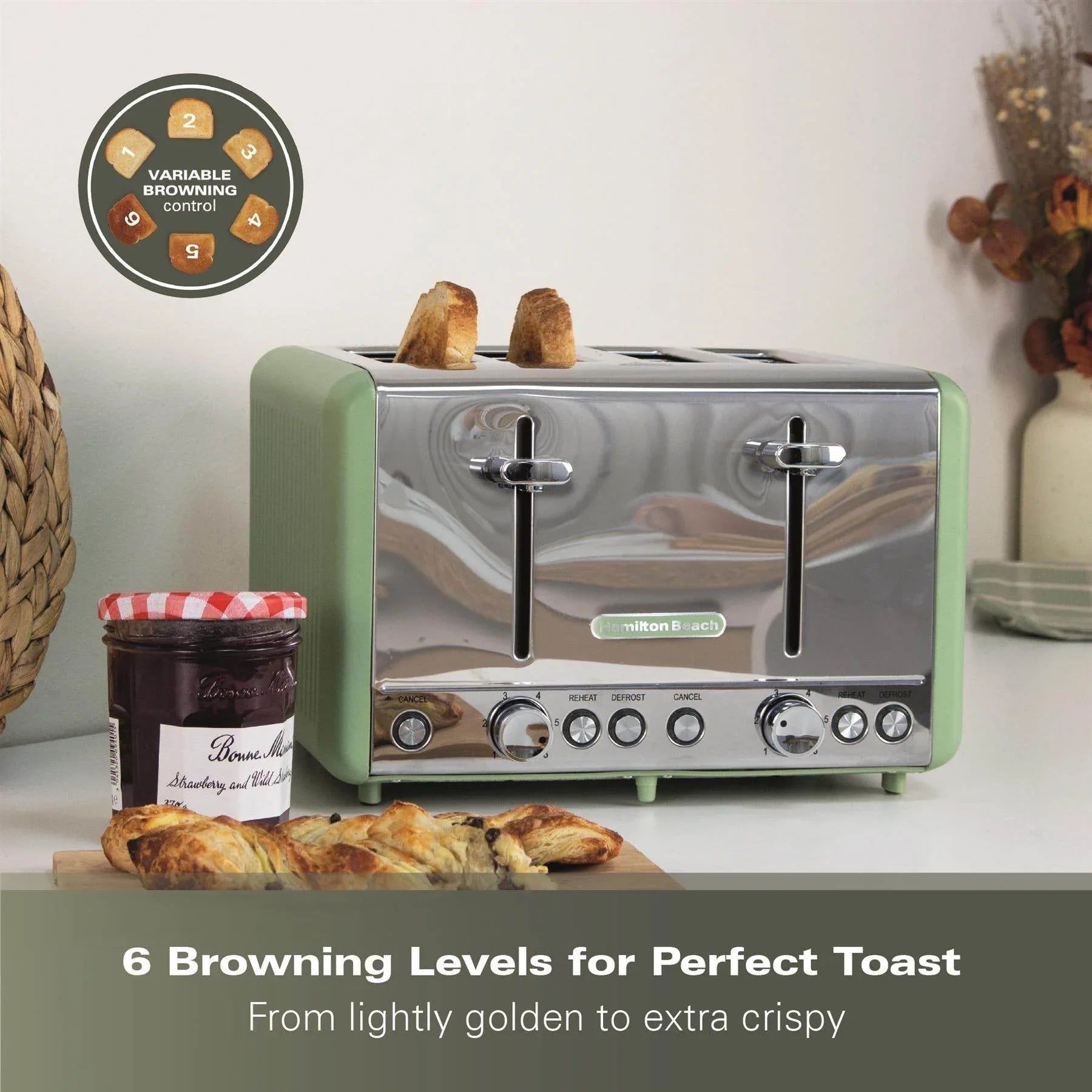 HAMILTON BEACH - Harmony 4 Slice Toaster - Matcha - HBT018M - Kitchenary