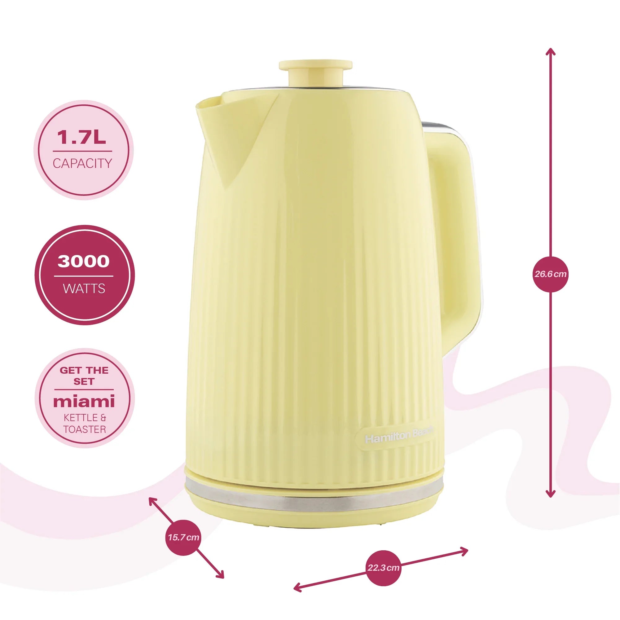 HAMILTON BEACH - Miami 1.7L Kettle - Banana Split - HB3023B - Kitchenary