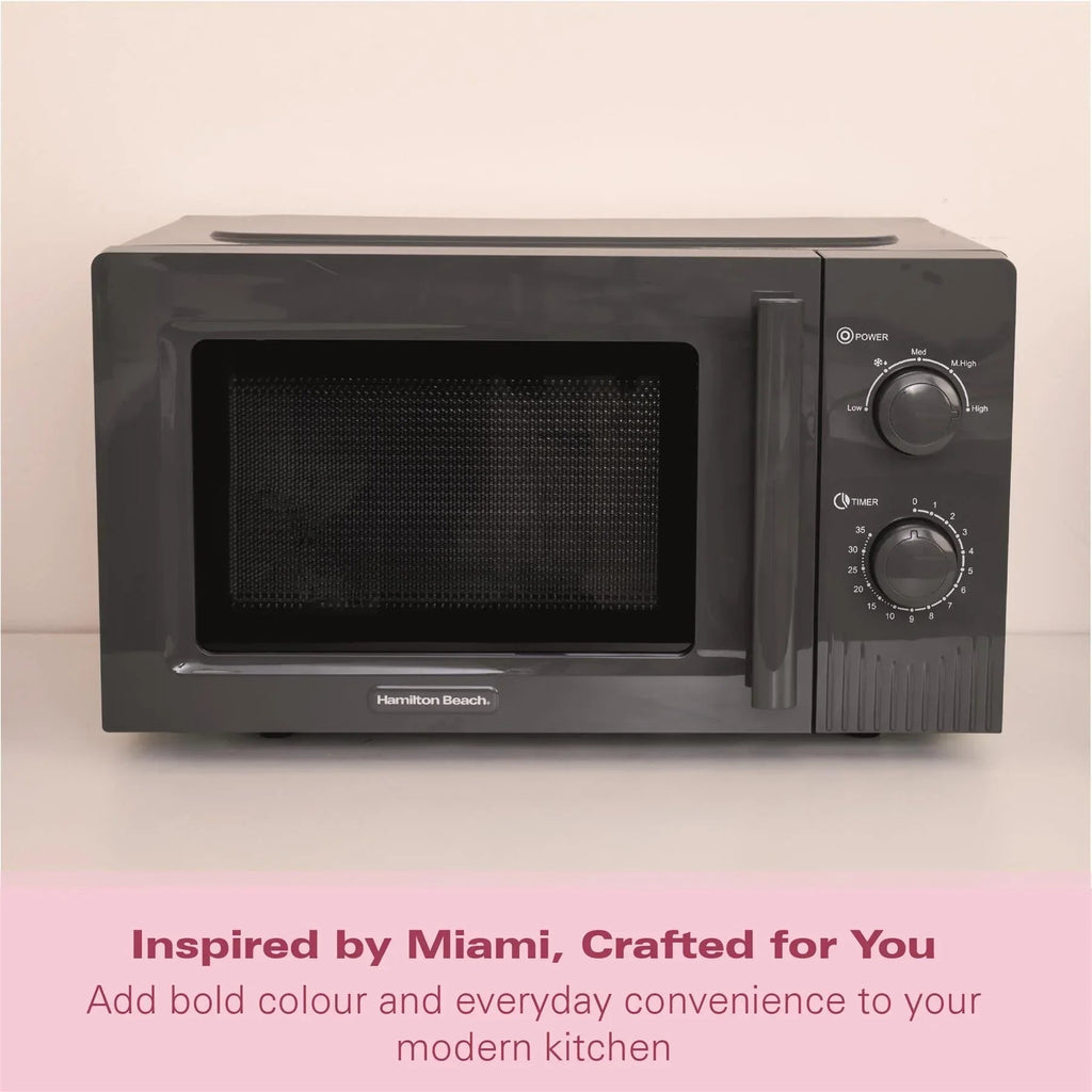 HAMILTON BEACH - Miami 800W Microwave - Charcoal Grey - HBMX20CH - Kitchenary