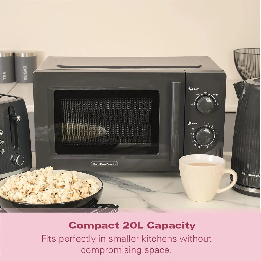 HAMILTON BEACH - Miami 800W Microwave - Charcoal Grey - HBMX20CH - Kitchenary