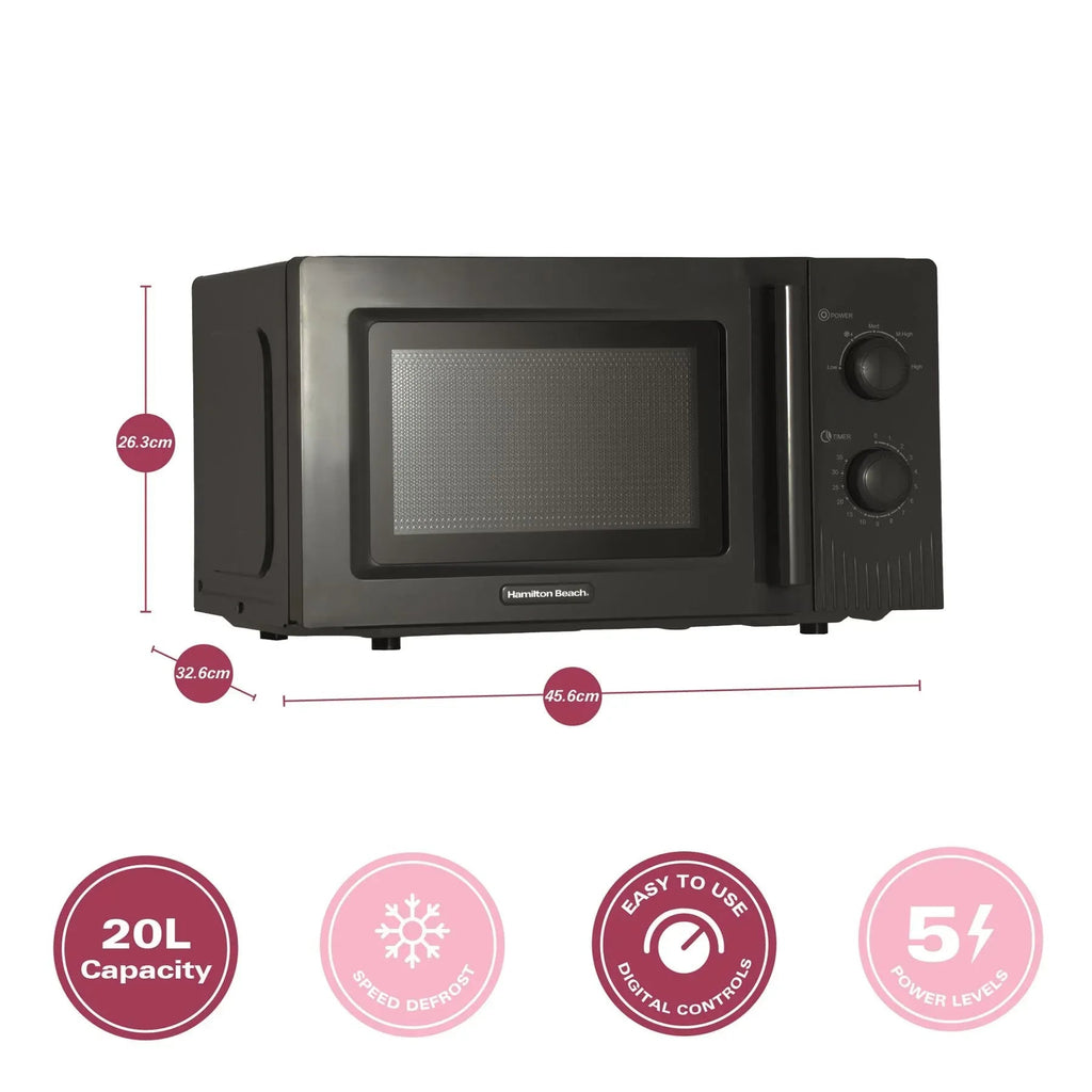 HAMILTON BEACH - Miami 800W Microwave - Charcoal Grey - HBMX20CH - Kitchenary
