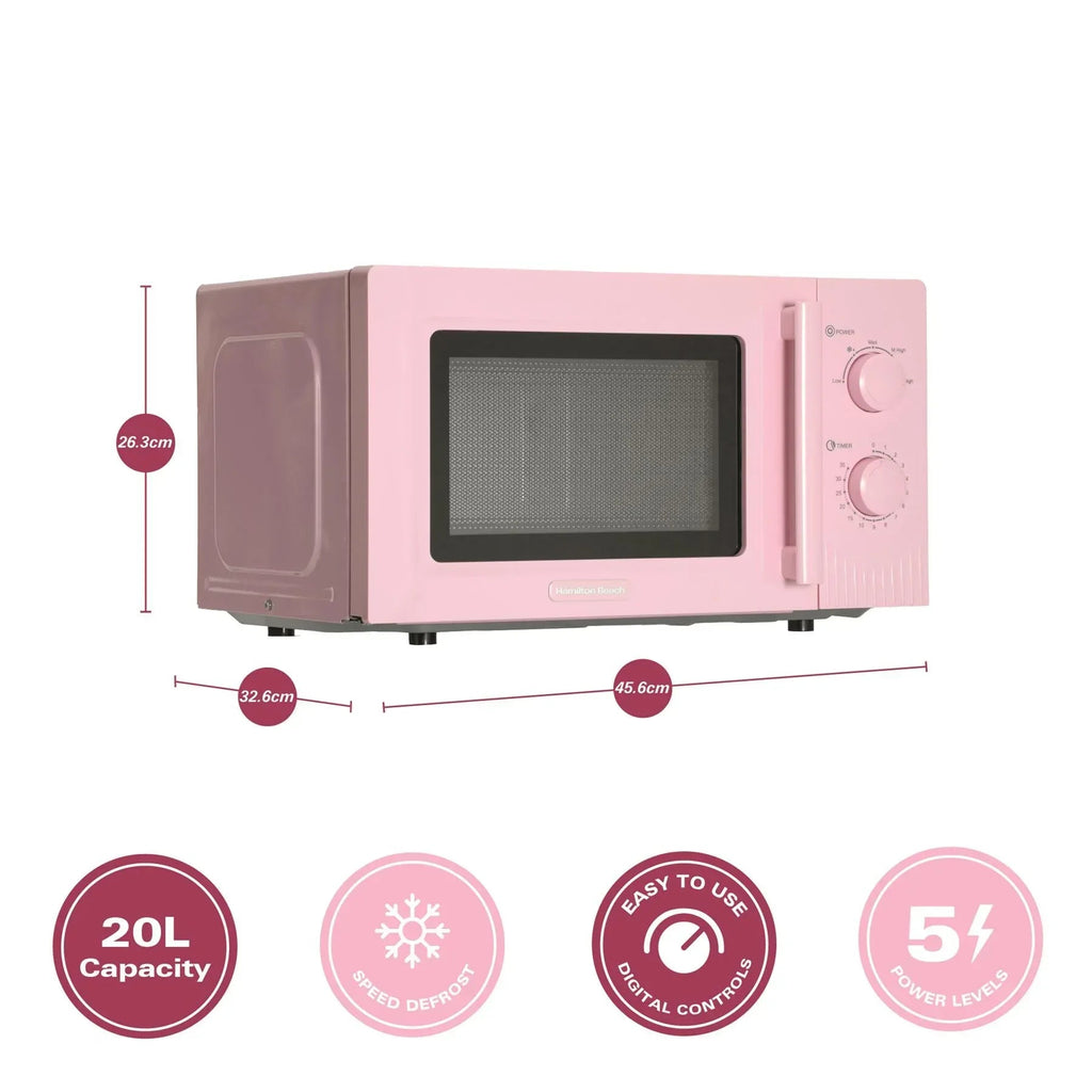 HAMILTON BEACH - Miami 800W Microwave - Flamingo Pink - HBMX20F - Kitchenary