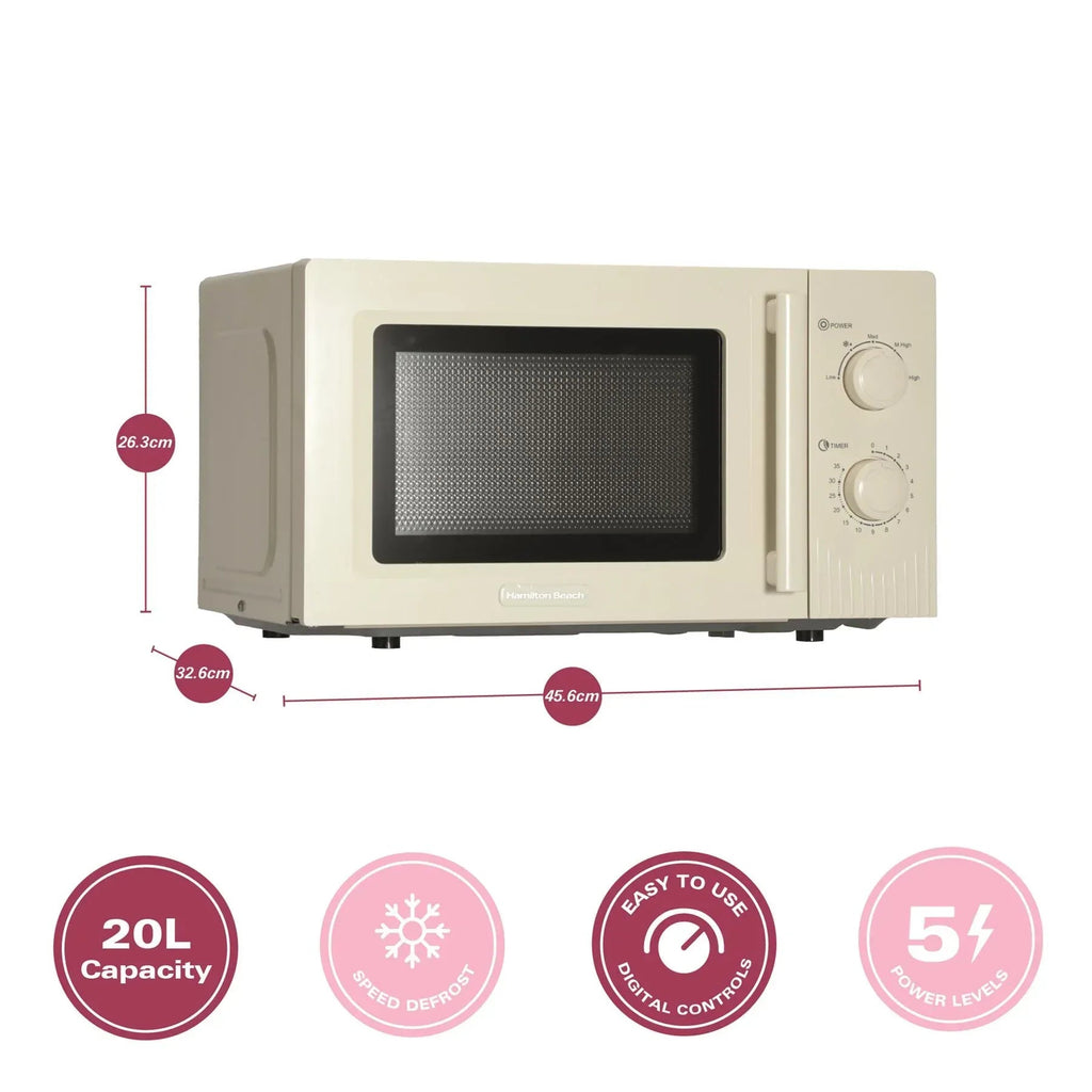 HAMILTON BEACH - Miami 800W Microwave - Sand - HBMX20S - Kitchenary