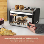 HAMILTON BEACH - Scandi 4 Slice Toaster - Matte Black with Wood Effect - HBT02MB - Kitchenary