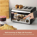 HAMILTON BEACH - Scandi 4 Slice Toaster - Matte Black with Wood Effect - HBT02MB - Kitchenary