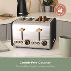 HAMILTON BEACH - Scandi 4 Slice Toaster - Matte Black with Wood Effect - HBT02MB - Kitchenary