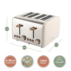 HAMILTON BEACH - Scandi 4 Slice Toaster - Matte Cream with Wood Effect - HBT02MC - Kitchenary