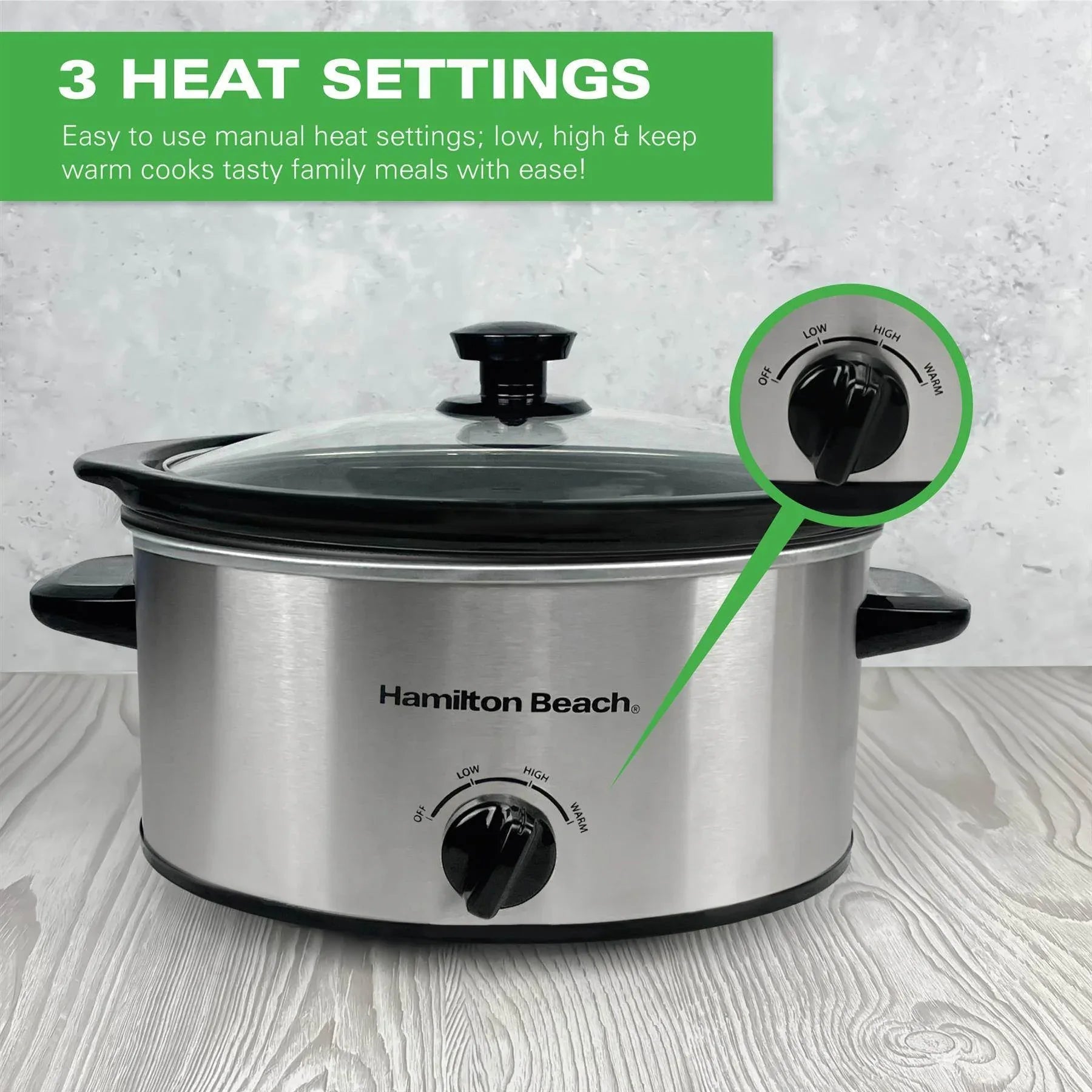 HAMILTON BEACH - The Comfort Cook 3.5L Slow Cooker - Silver - HBSC040S - Kitchenary