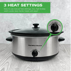 HAMILTON BEACH - The Family Favourite 6.5L Slow Cooker - Silver - HBSC070S - Kitchenary