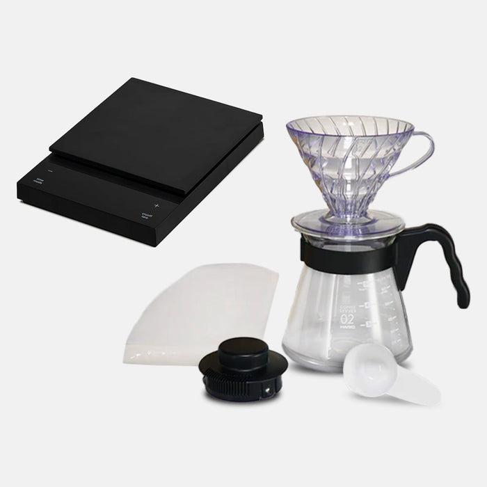 HARBUNDLE-005 - Hario Polaris Black and V60 Coffee Dripper and Server Set (Size 02) - Kitchenary