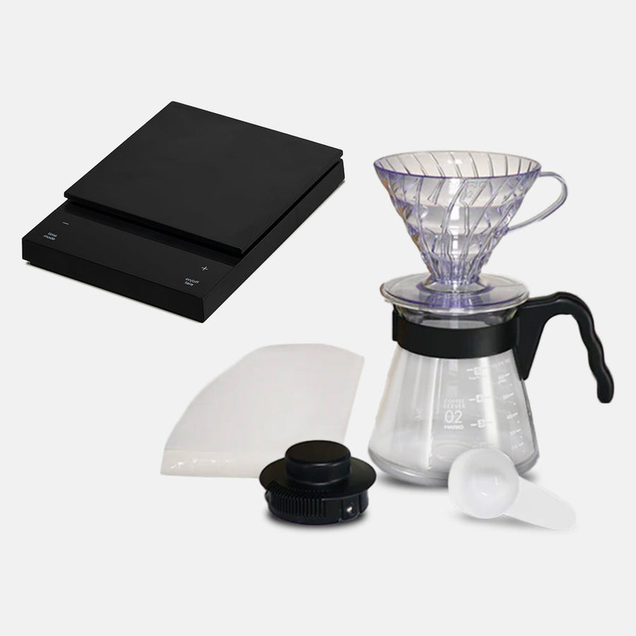 HARBUNDLE-005 - Hario Polaris Black and V60 Coffee Dripper and Server Set (Size 02) - Kitchenary