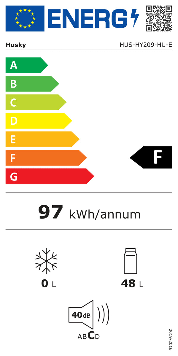Energy label for HUSKY HUS-HY209 48L Mini Fridge - Diet Coke