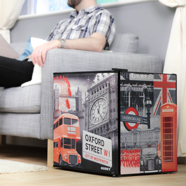 HUSKY - 43L Mini Fridge - London Themed - HUS-EL195 - Kitchenary