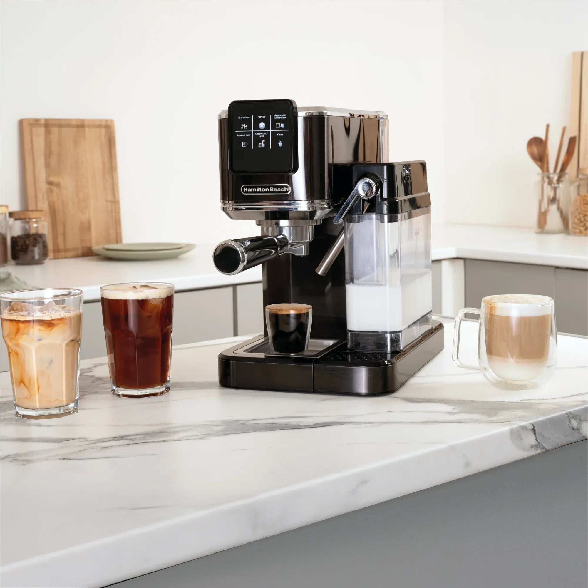 HAMILTON BEACH - BaristaPro+ Touch 8-in-1 Espresso Machine - Black - HBC7210B - Kitchenary