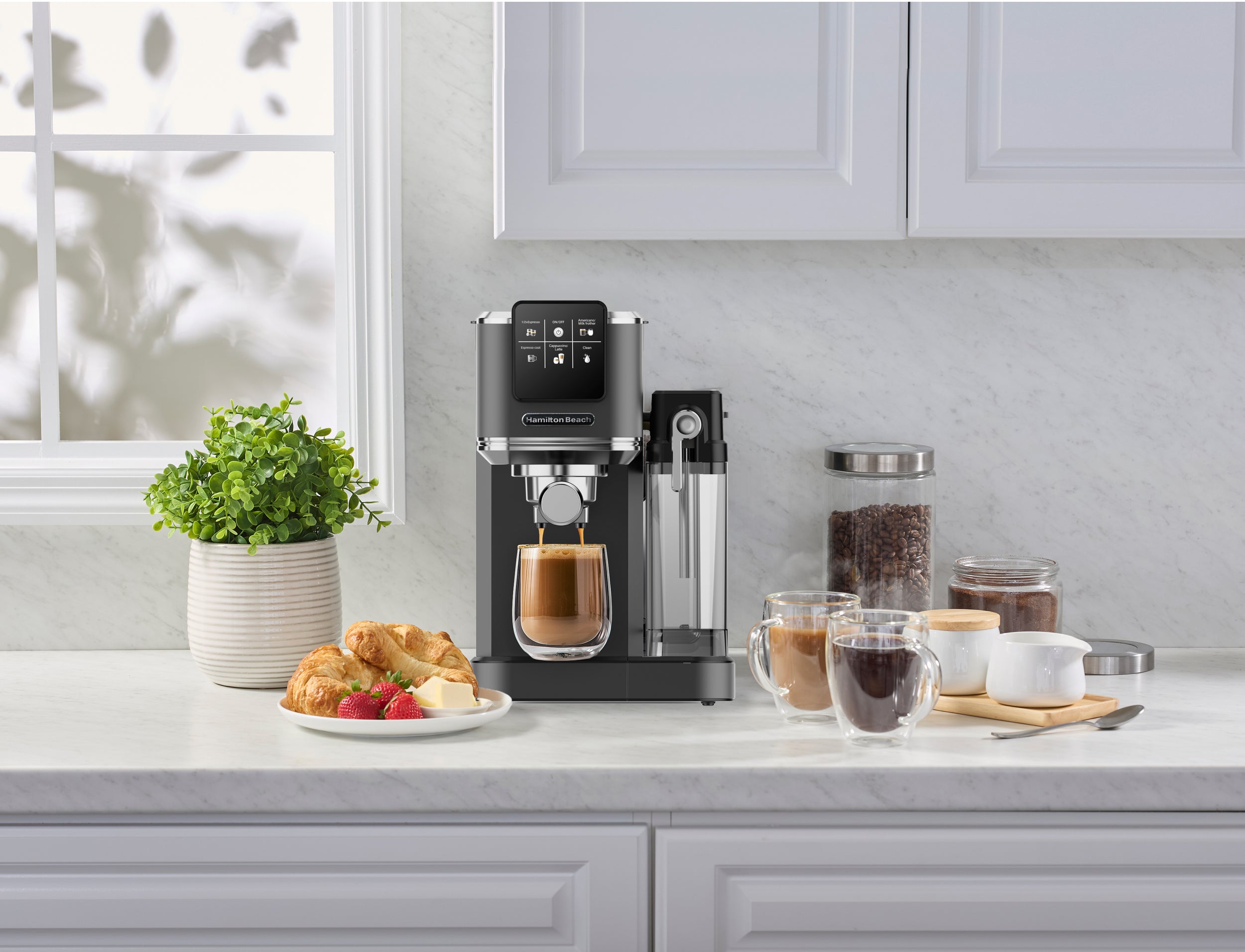 HAMILTON BEACH - BaristaPro+ Touch 8-in-1 Espresso Machine - Black - HBC7210B - Kitchenary
