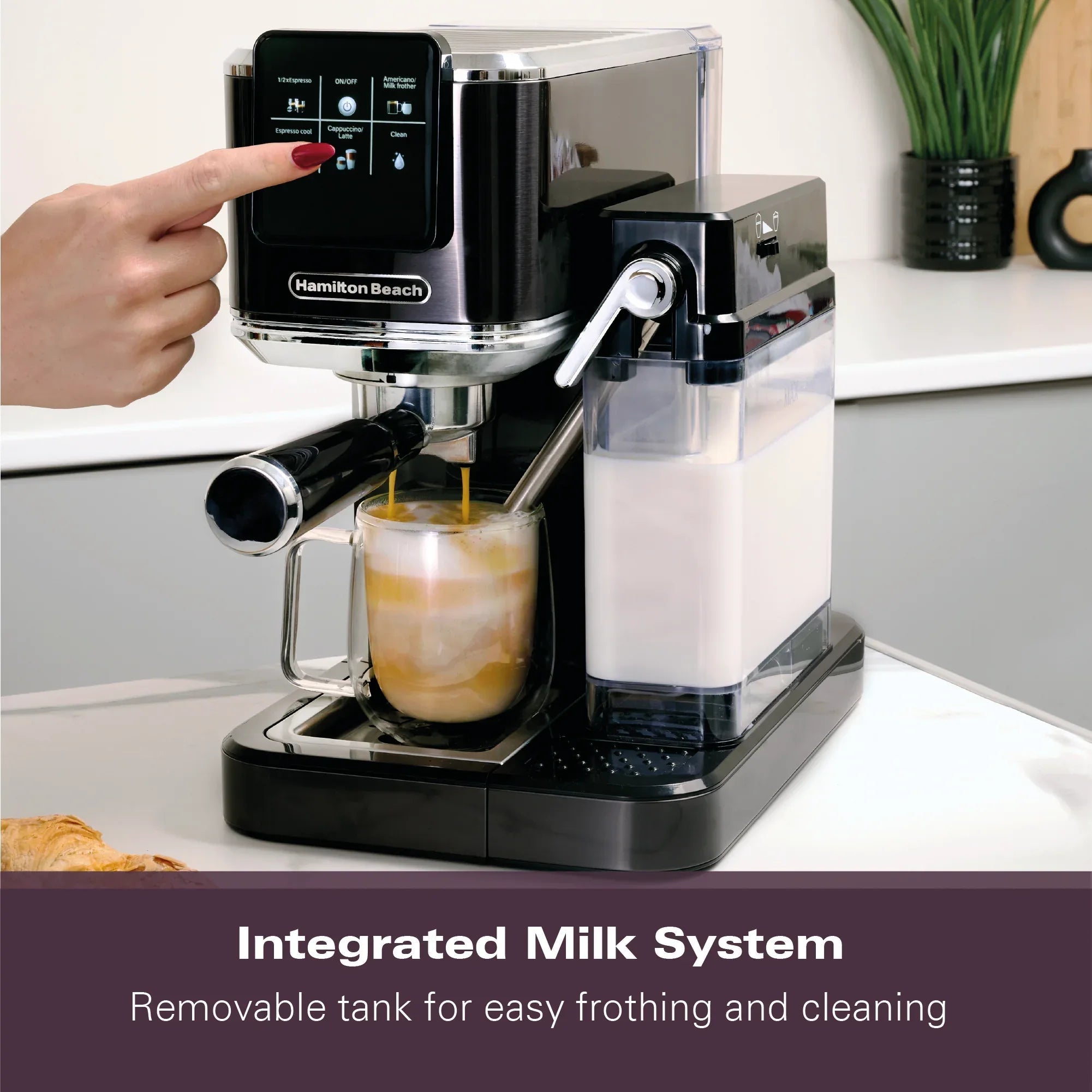 HAMILTON BEACH - BaristaPro+ Touch 8-in-1 Espresso Machine - Black - HBC7210B - Kitchenary