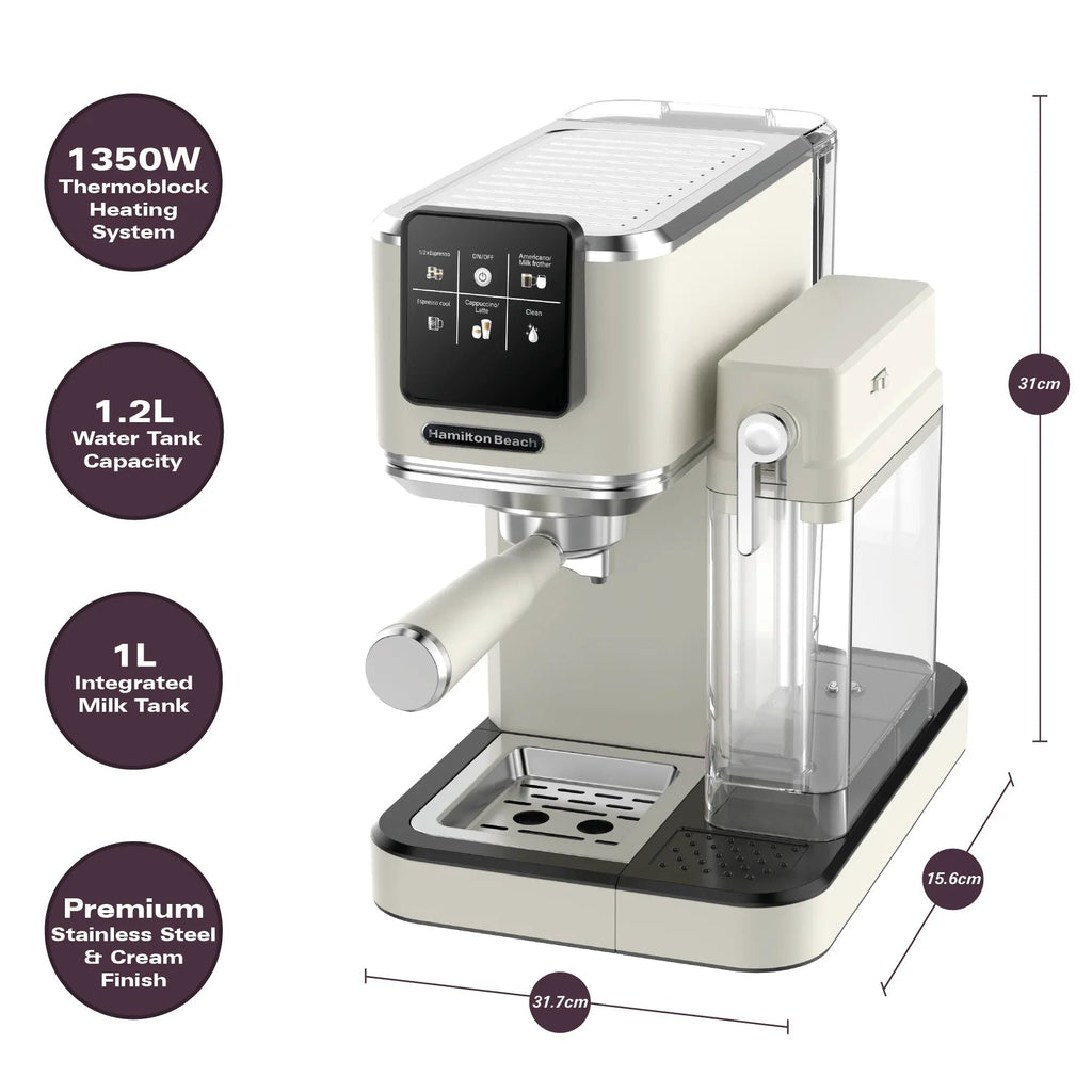 HAMILTON BEACH - BaristaPro+ Touch 8-in-1 Espresso Machine - Cream - HBC7210C - Kitchenary
