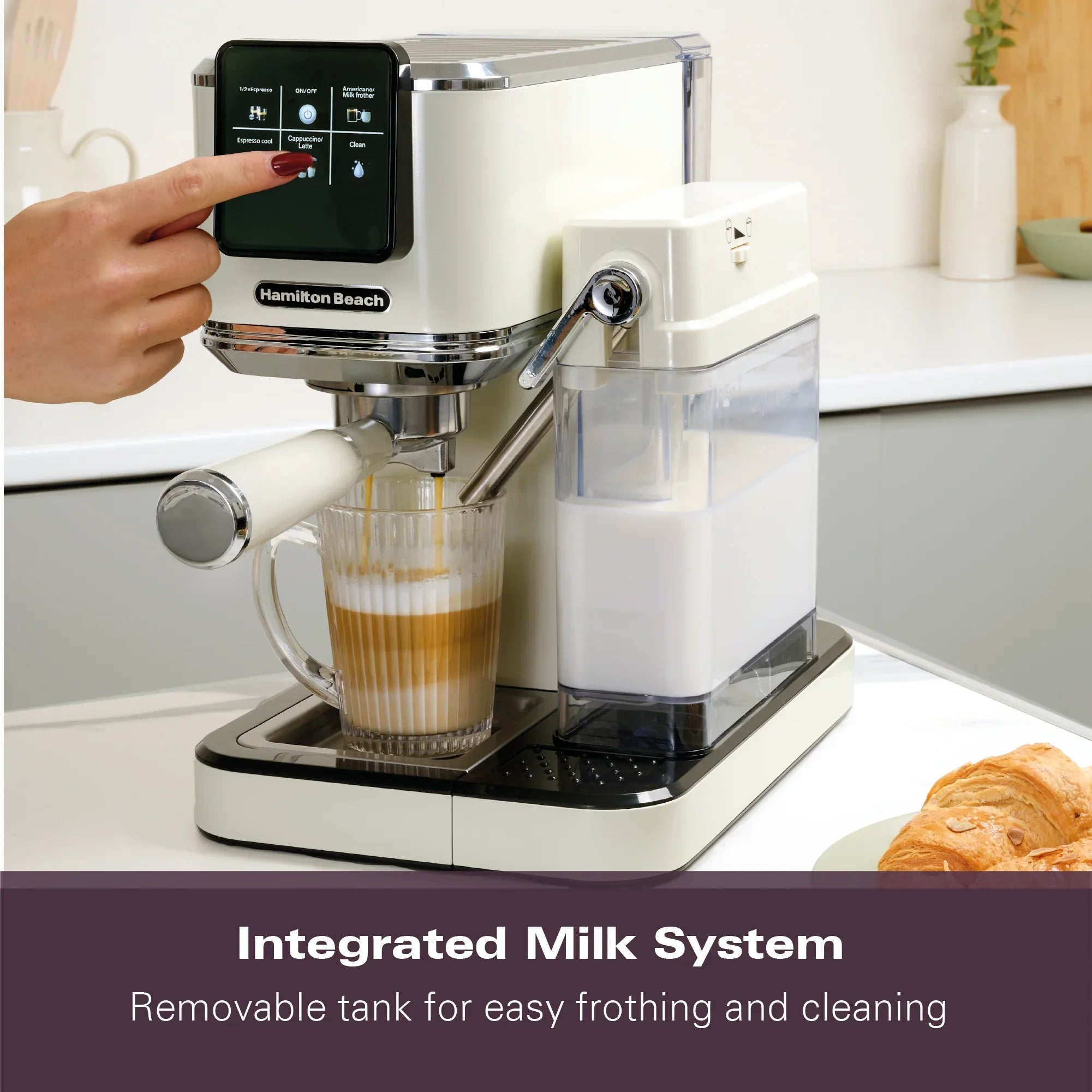 HAMILTON BEACH - BaristaPro+ Touch 8-in-1 Espresso Machine - Cream - HBC7210C - Kitchenary