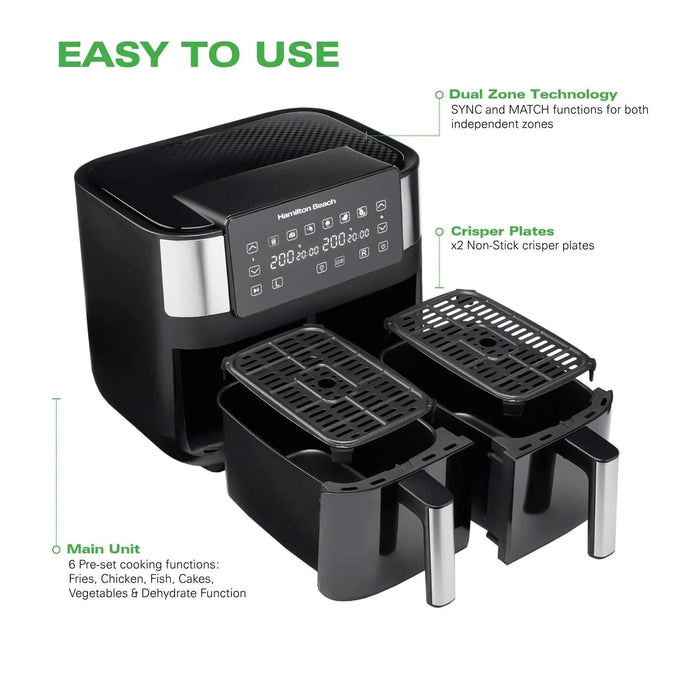 HAMILTON BEACH - HealthyCook 8L Dual Air Fryer - HB4006 - Kitchenary