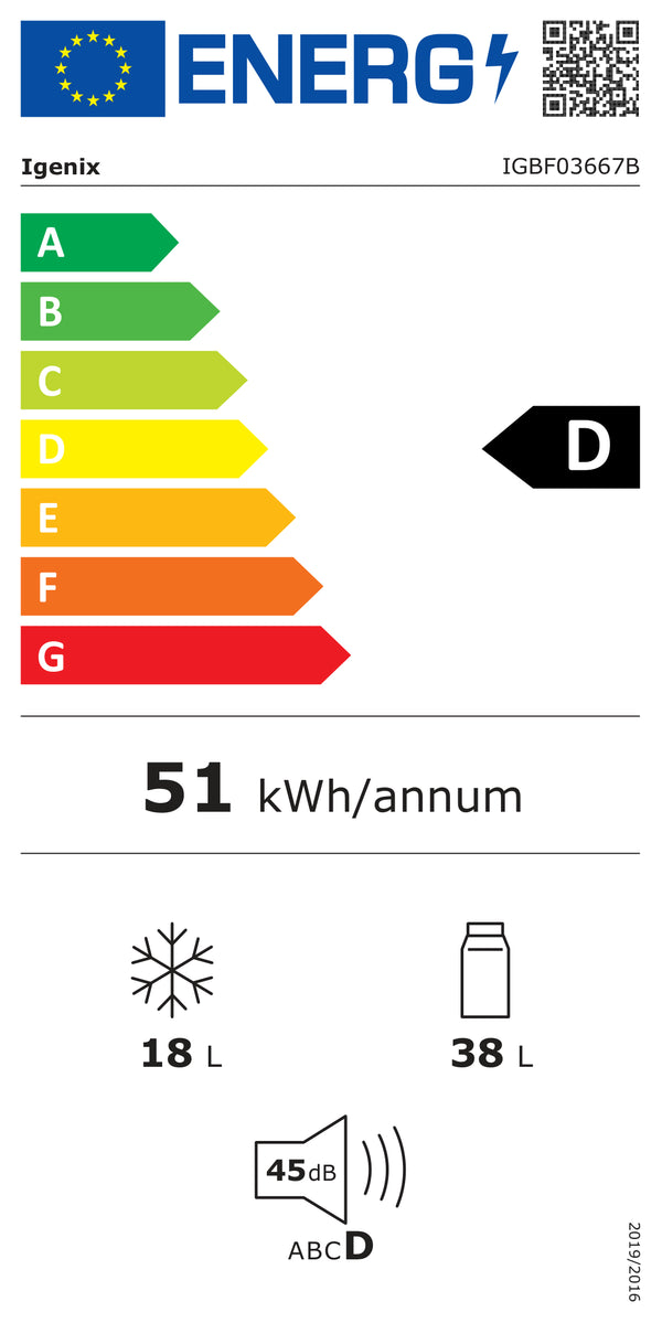 Energy label for IGENIX IGBF03667B 60L Portable Fridge Freezer - Black