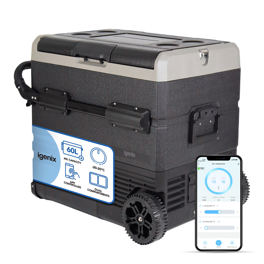 IGENIX - 60L Portable Fridge Freezer - Black - IGBF03667B - Kitchenary