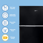 IGENIX - 96 Litre 47cm Under Counter Fridge Freezer - Black - IG347FFB - Kitchenary