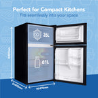 IGENIX - 96 Litre 47cm Under Counter Fridge Freezer - Black - IG347FFB - Kitchenary