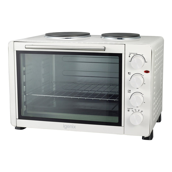 IGENIX - Electric Mini Oven with Double Hotplates - White - IG7145 - Kitchenary