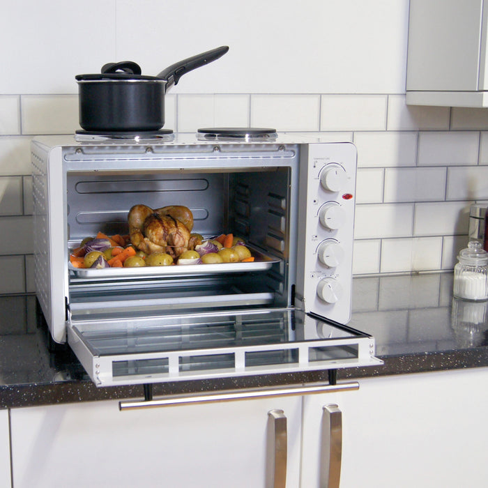 IGENIX - Electric Mini Oven with Double Hotplates - White - IG7145 - Kitchenary