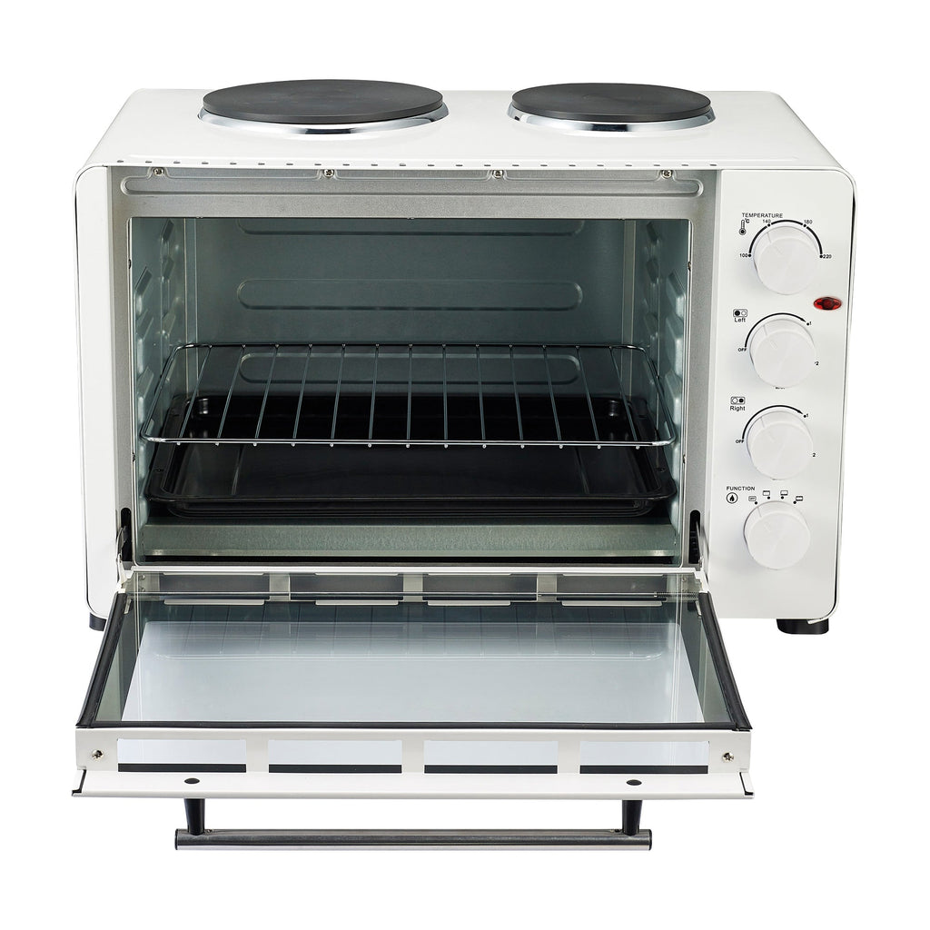 IGENIX - Electric Mini Oven with Double Hotplates - White - IG7145 - Kitchenary