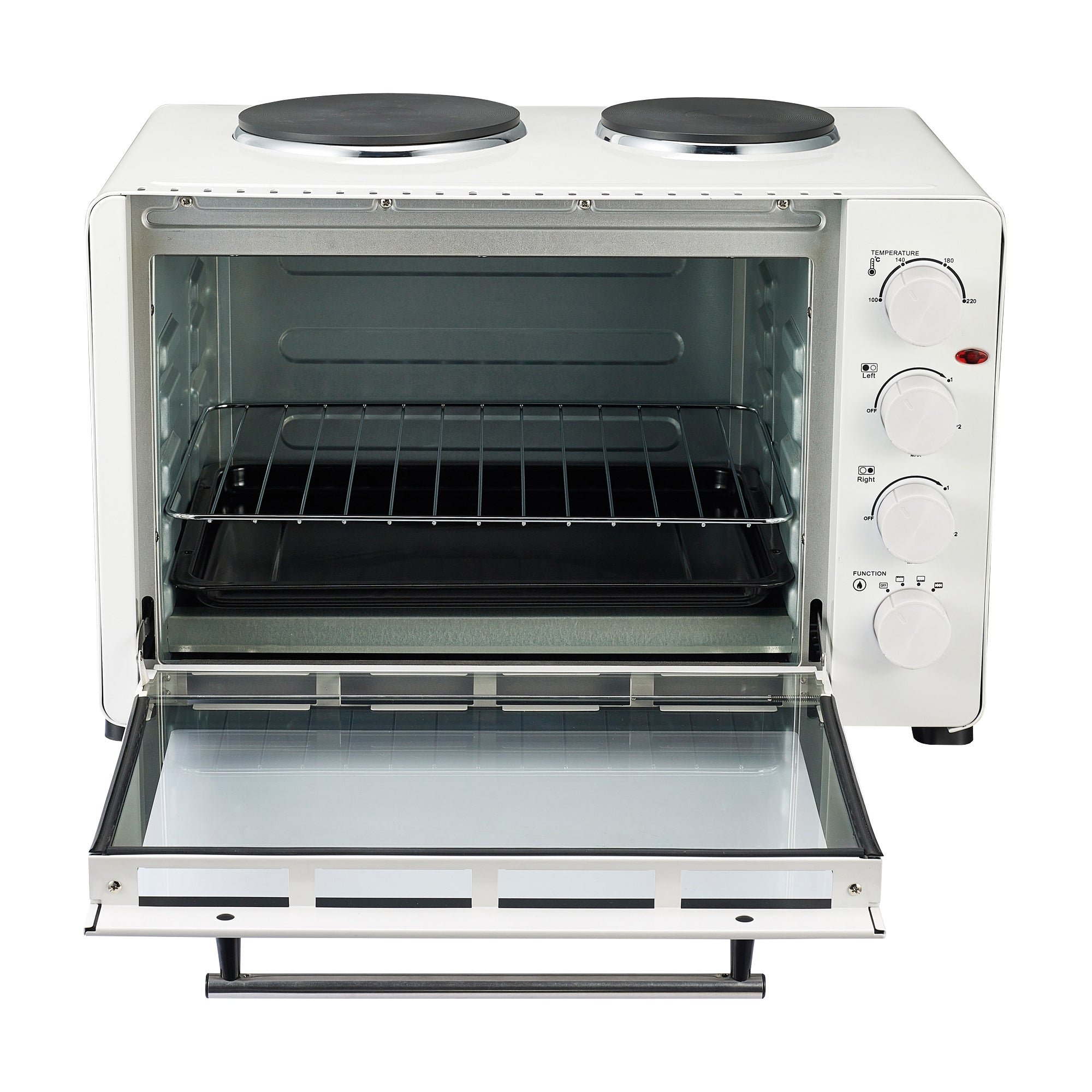 IGENIX - Electric Mini Oven with Double Hotplates - White - IG7145 - Kitchenary