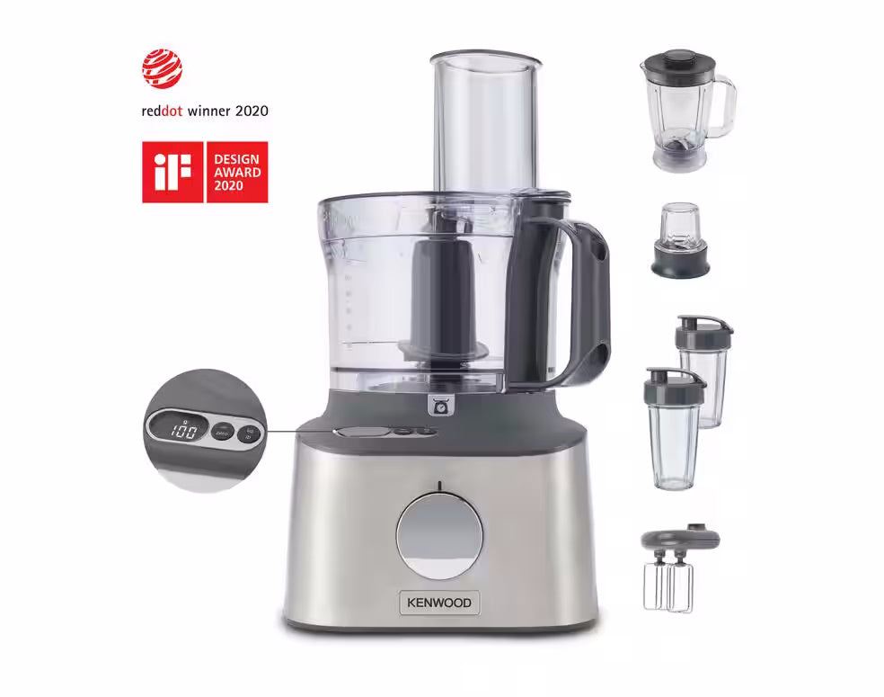 KENWOOD - MultiPro Compact+ 5-in-1 Food Processor with Weighing - Stainless Steel - FDM312SS - Kitchenary