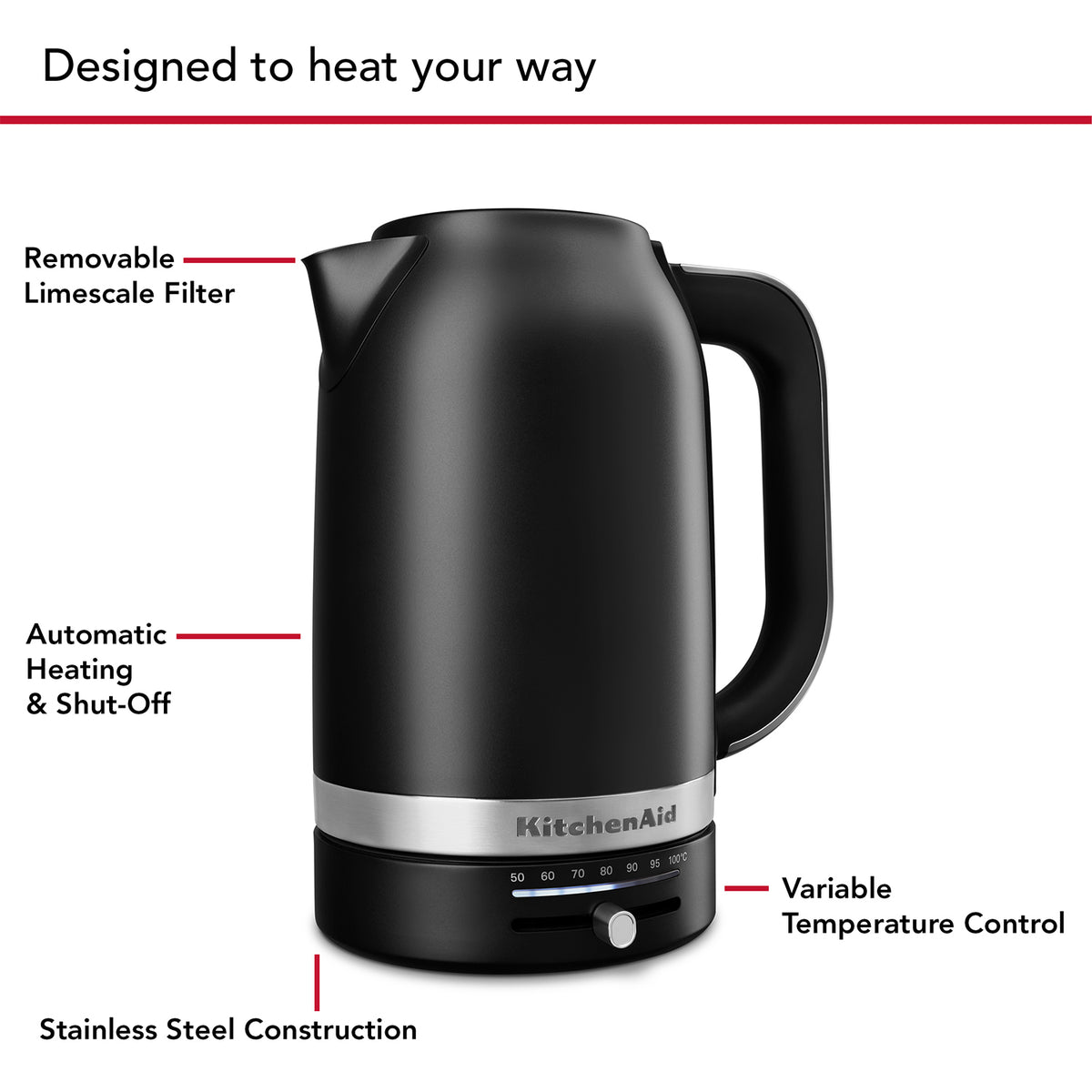 KITCHENAID - 1.7L Kettle - Matte Black - 5KEK1701BBM - Kitchenary