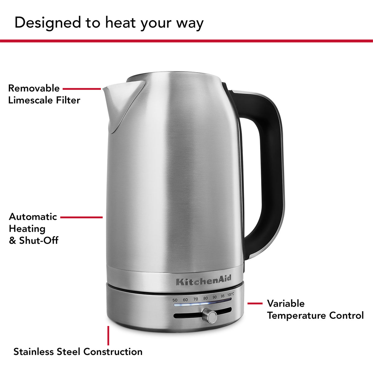 KITCHENAID - 1.7L Kettle - Stainless Steel - 5KEK1701BSX - Kitchenary
