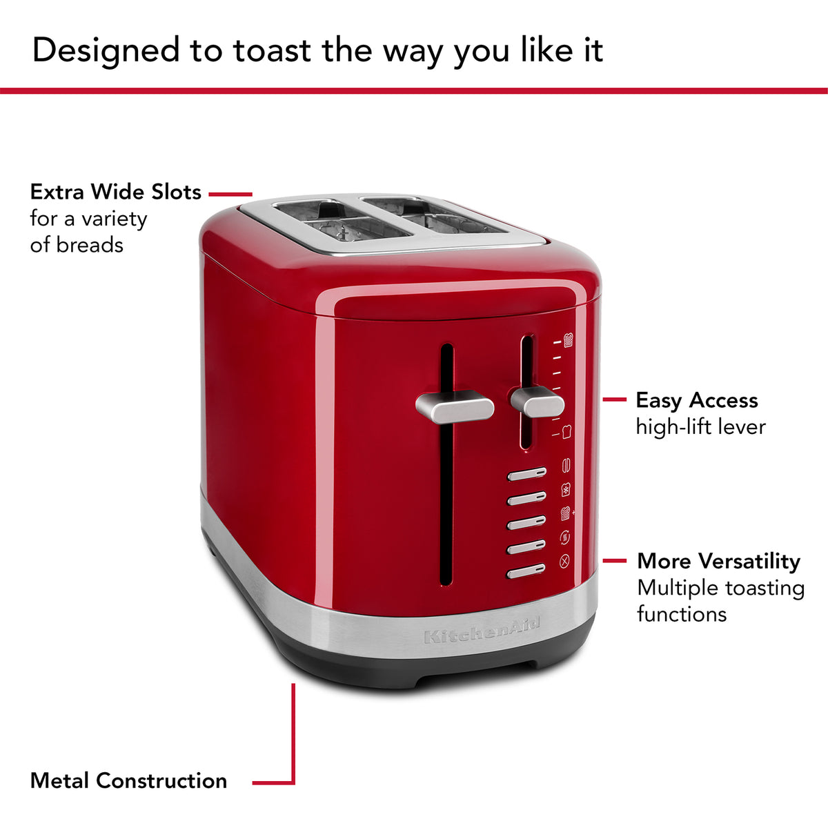 KITCHENAID - 2 Slice Toaster - Empire Red - 5KMT2109BER - Kitchenary