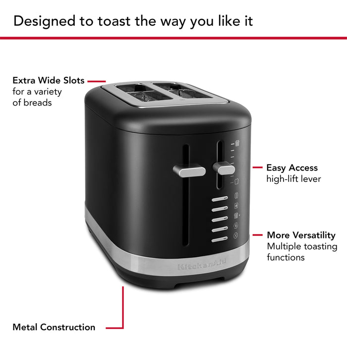 KITCHENAID - 2 Slice Toaster - Matte Black - 5KMT2109BBM - Kitchenary