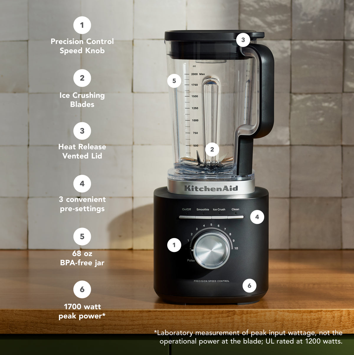 KITCHENAID - 2L Pure Power Blender - Matte Black - 5KSB2073BBM - Kitchenary