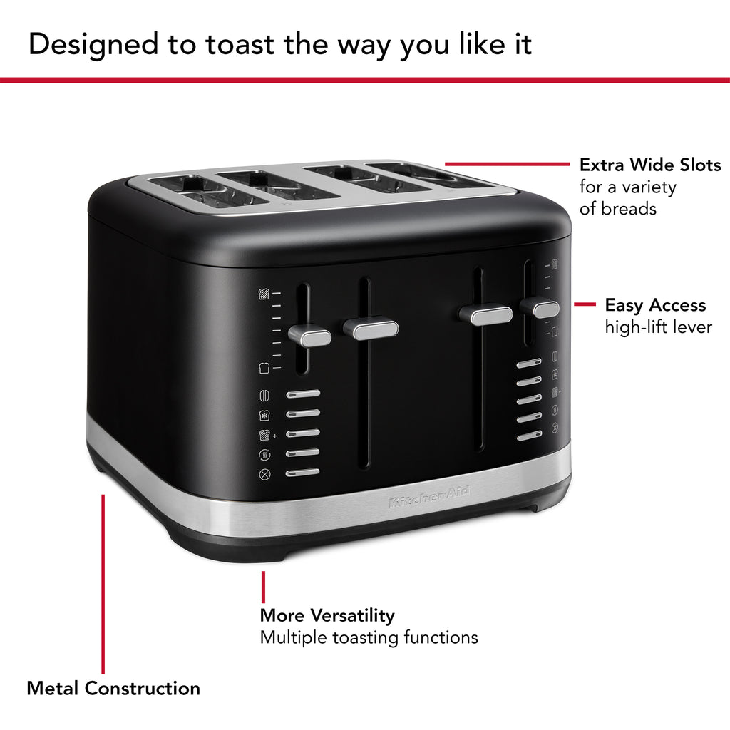 KITCHENAID - 4 Slice Toaster - Matte Black - 5KMT4109BBM - Kitchenary