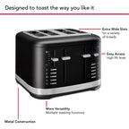 KITCHENAID - 4 Slice Toaster - Matte Black - 5KMT4109BBM - Kitchenary
