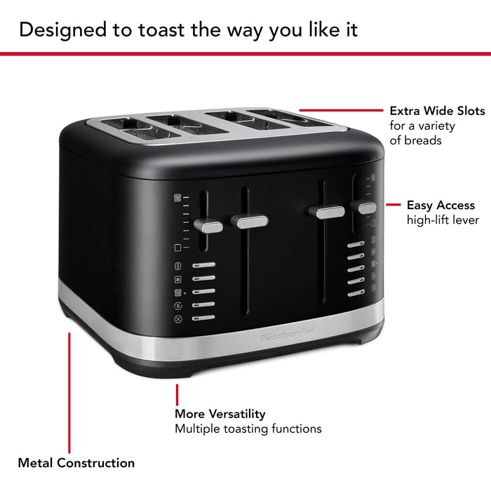 KITCHENAID - 4 Slice Toaster - Matte Black - 5KMT4109BBM - Kitchenary